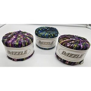 Dazzle Yarn Lot 3 Skeins 100% Nylon Multi Color Boucle Ribbon Texture - Italy